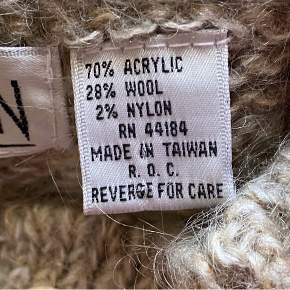 Ninon Cardigan Woman Large Patchwork Neutral Wool Blend Oversized Gorpcore Y2K - Picture 11 of 12